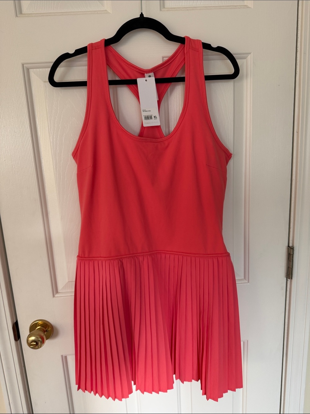 Yogalicious Coral Pink Racerback Pleated Mini Dress